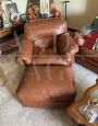Poppy Frau sofa + 2 armchairs and ottoman in cognac colored leather