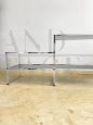 Double vintage console in chromed metal and smoked glass, Italy 1970s