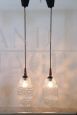 Pair of Murano glass pendant lamps with relief decorations, 1960s