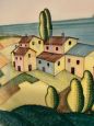Cia Torino artistic plate in ceramic painted in futurist style, 1930s