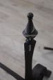 Set of antique fireplace tools in wrought iron and cast iron, early 19th century