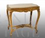 Antique Napoleon III side table in carved and gilded wood with marble top               
                            