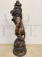 Antique bronze lion sculpture lamp from the early 1900s