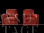 Pair of Frau armchairs model Tabarin in red leather
