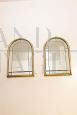 Pair of vintage bevelled mirrors in brass and gilded wood