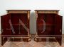 Pair of small antique Napoleon III sideboards with Sèvres porcelains