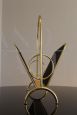 Magazine rack in brass and black lacquered metal, Italy 1970s