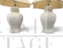 Pair of white porcelain table lamps, Italy 1960s