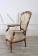 Antique Louis Philippe walnut upholstered armchair, 19th century