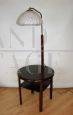 Vintage floor lamp with wooden reading table, 1950s