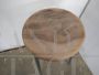Low industrial stool in walnut