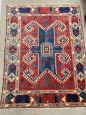 Antique 19th-century Turkish red wool rug with geometric patterns, 170 x 130 cm