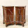 Pair of Louis Philippe walnut nightstands with door and drawer, Italy 19th century