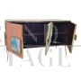 Three-door sideboard in colored artistic glass