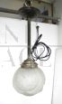1920s pendant light in bud decorated glass