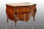Antique Louis XV Neapolitan chest of drawers in precious exotic woods with marble top