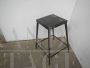 Industrial square iron stool with footrest