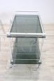 Vintage chromed food trolley with smoked glass tops, 1980s