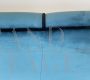 Curved teal blue velvet sofa, 1950s