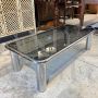 Sesann coffee table by Gianfranco Frattini in chromed metal and smoked glass