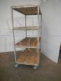 70's ceramics shop cart with wooden shelves