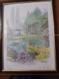 Watercolor with lake landscape signed M. Marten