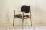 Vintage leather and beech wood office armchairs from the 1950s