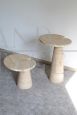 Pair of Eros series coffee tables by Angelo Mangiarotti in travertine marble