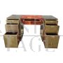 Design desk in brass and briar with filing drawer unit