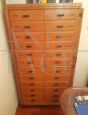 Vintage filing cabinet in beech wood with drawers, 1950s / 60s