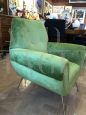 Pair of Gigi Radice style design armchairs in green velvet