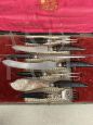 Harrison Fisher carving knife set in Sheffield silver and horn, 1890