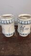 Pair of antique Bassano ceramic apothecary jars, 18th century