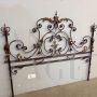 1930s gold and purple wrought iron double bed headboard