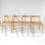 Set of four vintage Italian oak and Vienna straw chairs