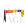 4 drawer colored glass console table with fish handles
