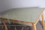 Vintage 60s kitchen table with green ribbed top and inserts
