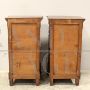 Pair of Louis Philippe walnut nightstands with door and drawer, Italy 19th century