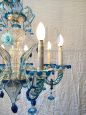 Vintage AVEM chandelier in blue Murano glass