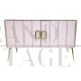 2-door sideboard in pink and black glass and brass