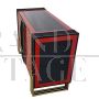 2-door sideboard in red and black glass with optical effect