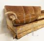 Classic three-seater vintage sofa in tawny brown silk velvet
