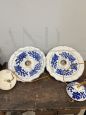 Pair of vintage hand-painted ceramic chandeliers with blue decorations