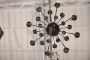 Large antique chandelier in wood and iron, early 20th century, with 24 lights