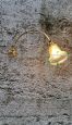 Art Nouveau adjustable wall light in brass and decorated glass