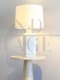 Table lamp in white glazed ceramic with lampshade, Italy 1970s