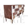 White lacquered eight-drawer dresser with walnut wood tiles