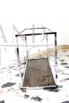 Vintage console in chromed metal and smoked glass, Italy 1970s