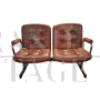 Vintage waiting room chairs in steel and brown skai leather, 1970s