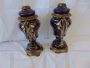 Pair of Victorian Hinks & Son vases ex oil lamps